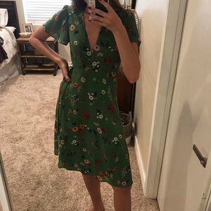 Green floral midi dress